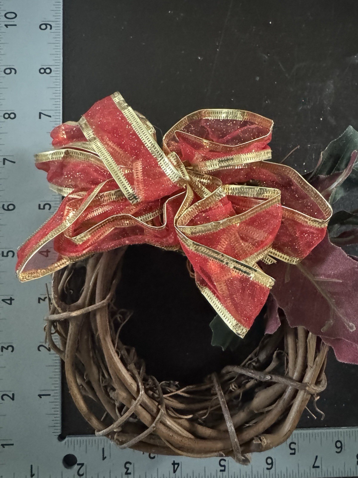 Mini Wreath 5.5” Christmas Ornament Decor Angel Red Bow Holly Classic #CO