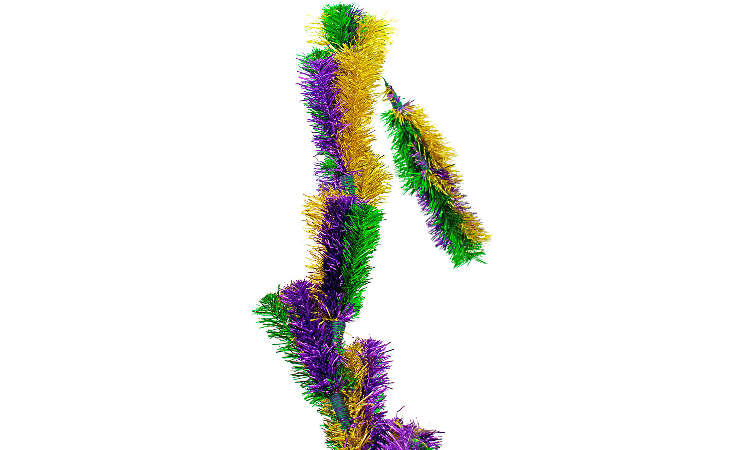 6FT Mardi Gras Garland Green, Purple, Gold Tinsel Christmas Garland 12in Wide