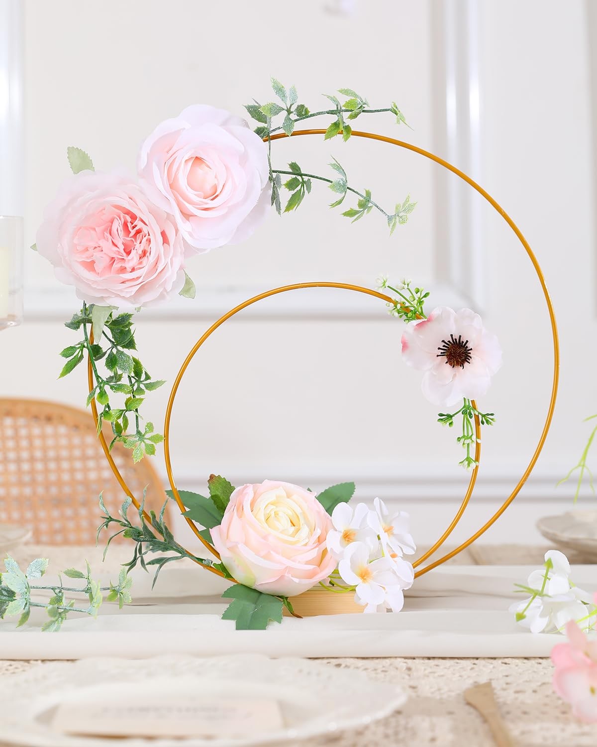 Pale Pink Artificial Flowers Combo Fake Peony Silk Roses Wedding Decor 1 Box
