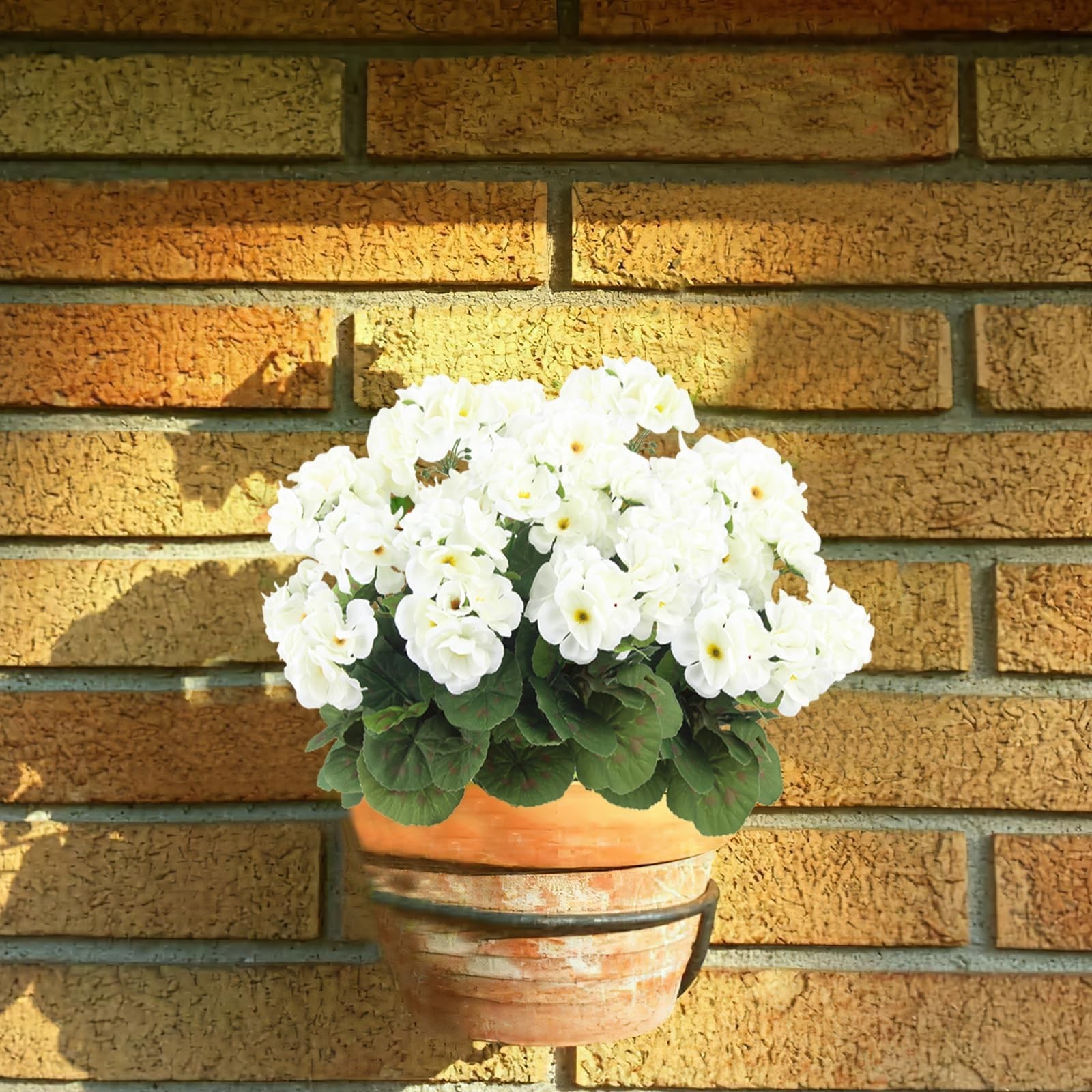 3 Pcs UV Resistant Artificial Geraniums – Silk Faux Flowers for Garden, Home Dec