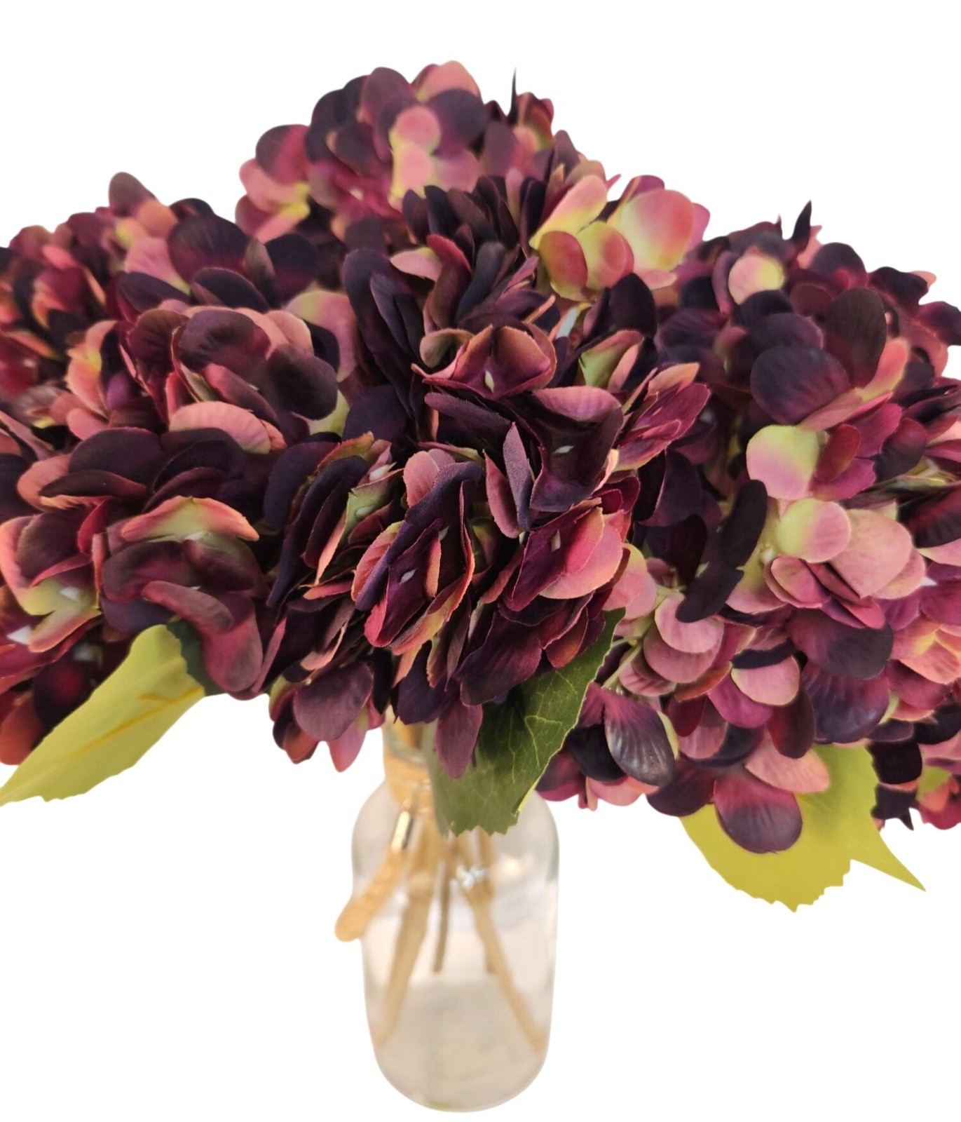 Plum Mauve Faux Hydrangea Stem 18 Inch Wedding Artificial Silk Flower Moody Deco