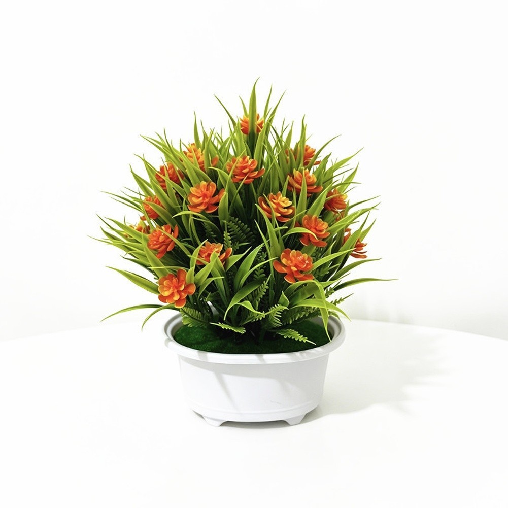 Vibrant Artificial Rose Plant in Pot 17 cm Wide for Indoor Table Centerpiece