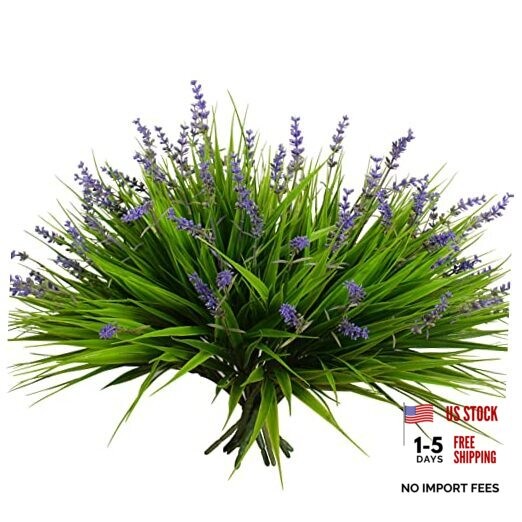 12 Bundles Artificial Plants Outdoor Fake Monkey Grass with Green and Purple