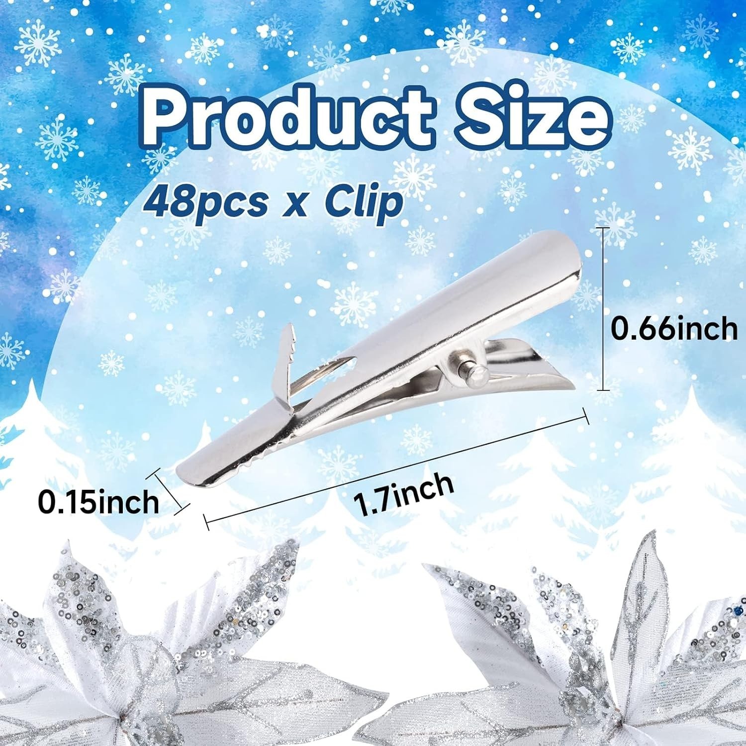 48Pcs Metal Clips, Small Roach Clips for Christmas Flowers Decorations Tree, …