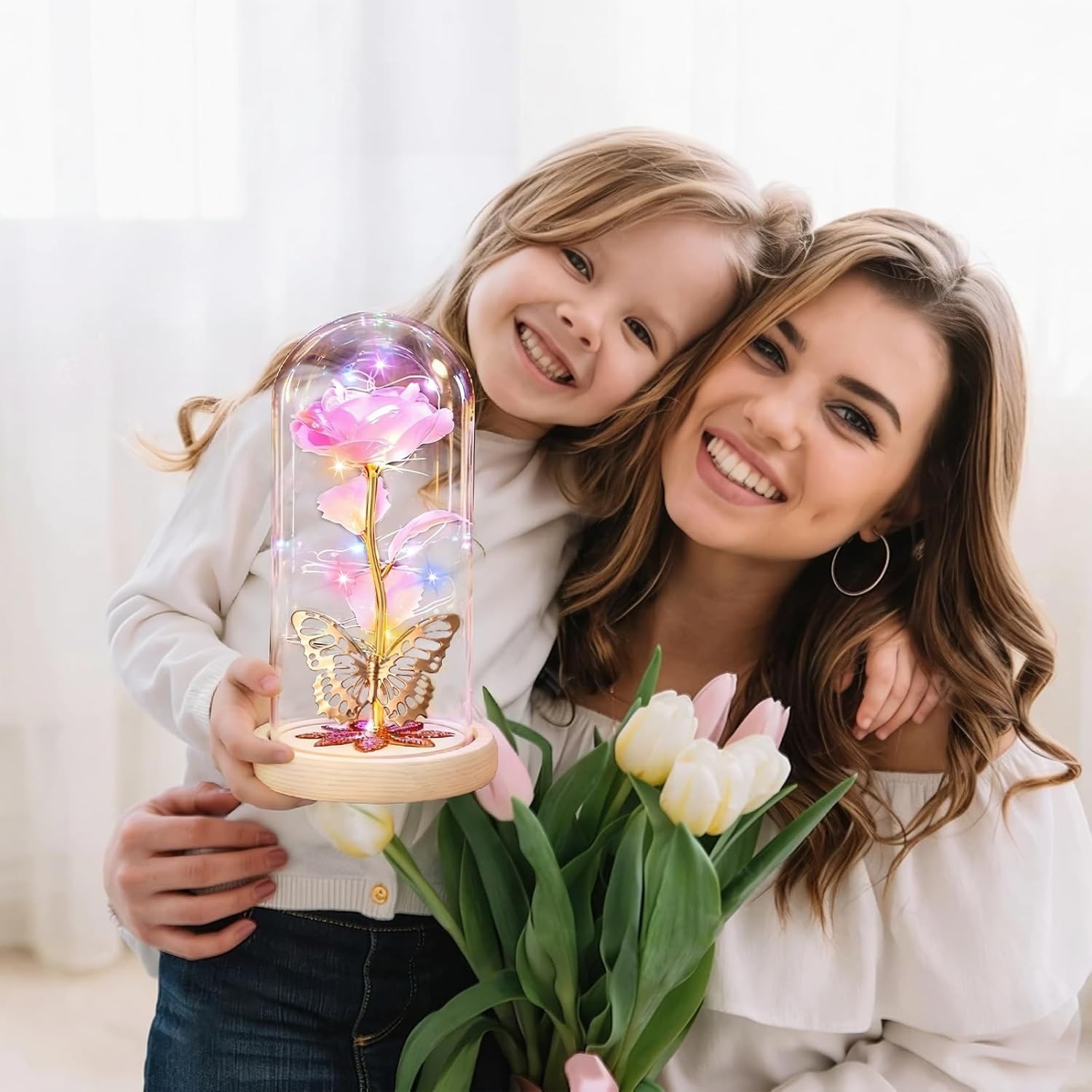 Light Up Glass Rose Dome – Unique Mother’s Day Gift for Women & Grandmothers