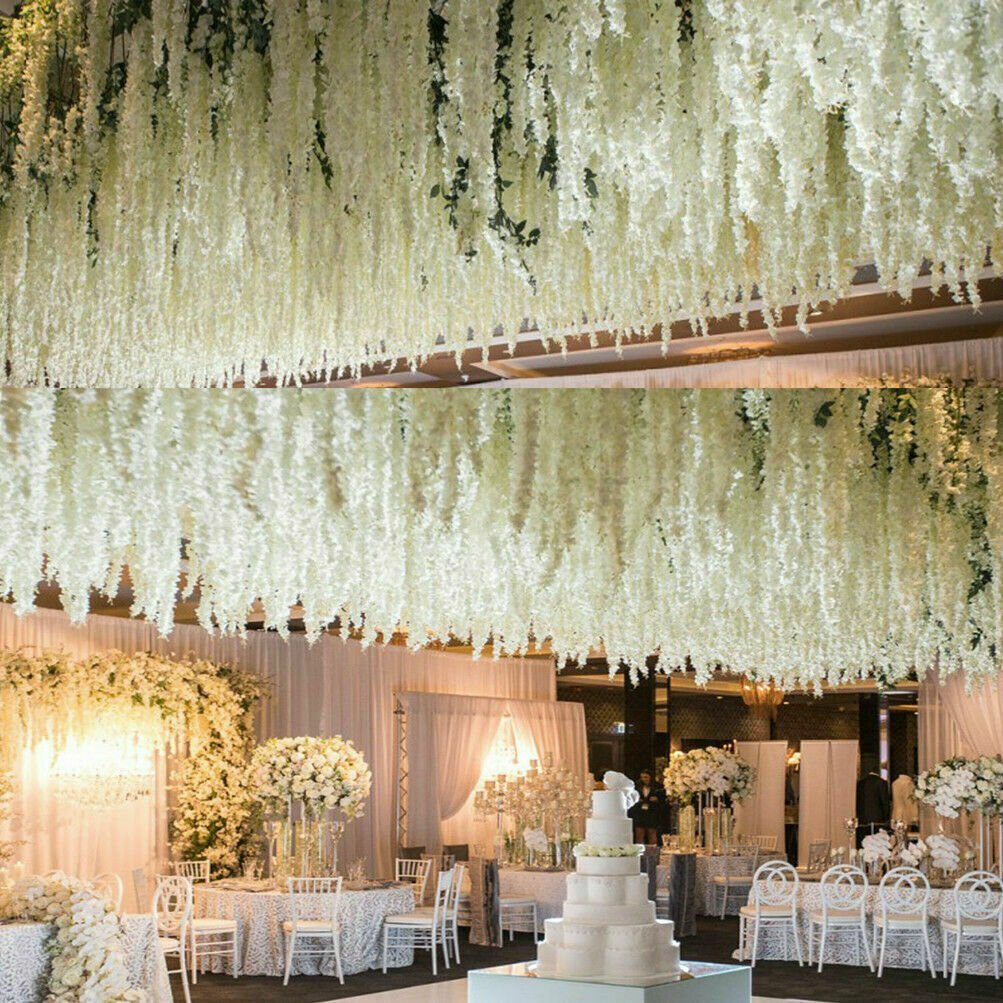 12/24 Pack Artificial Fake Wisteria Vine Ratta Hanging Garland Home Party Decor