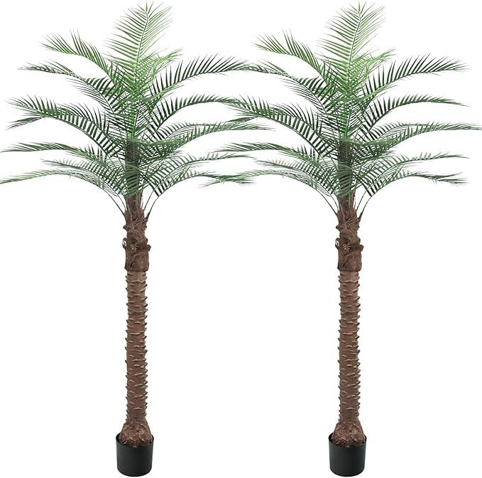 Artificial Palm Tree 210 cm with 18 Leaves, Set of 2 Tropical Home Decor