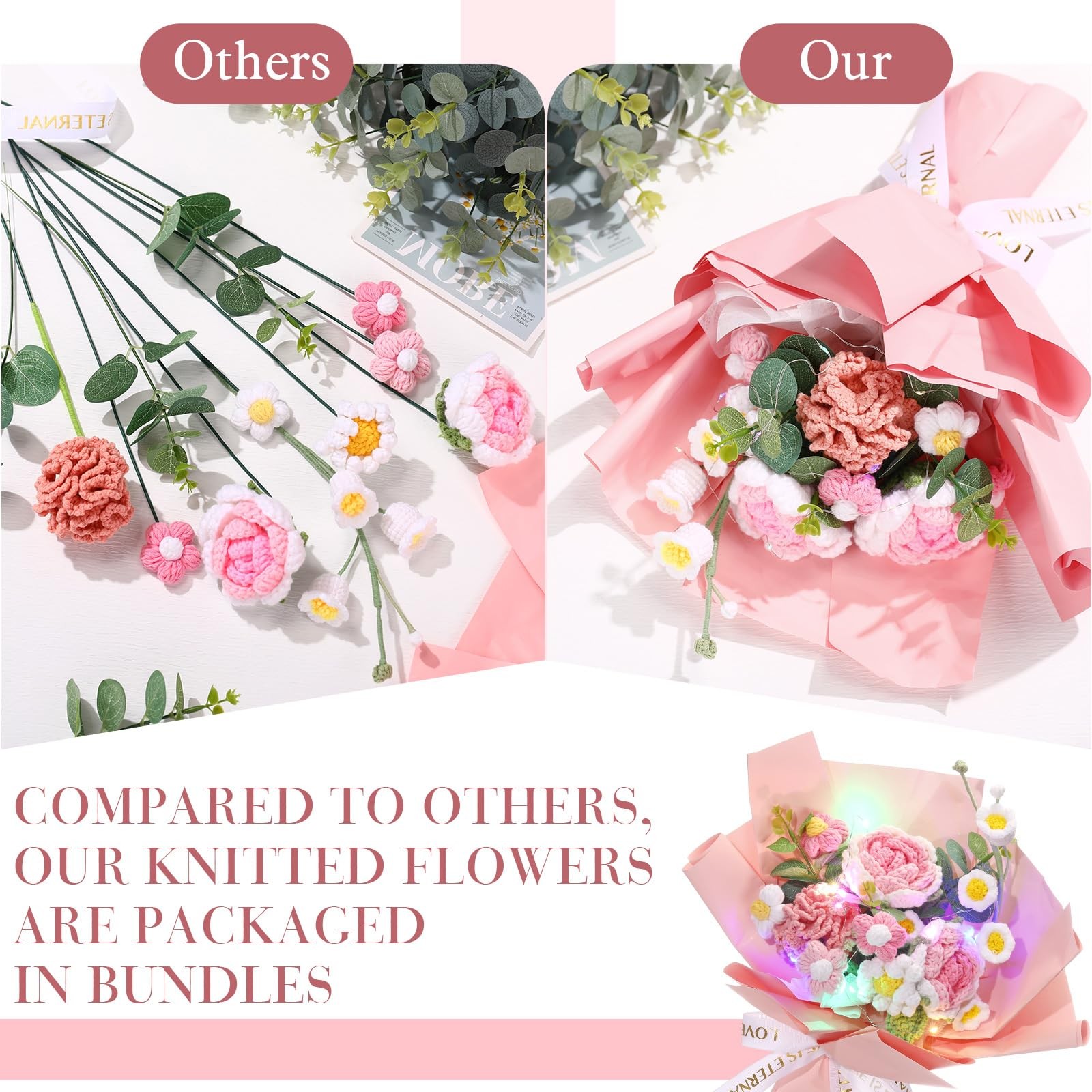 Mothers Day Crochet Flowers Bouquet Gift for Women Completed Handmade Knitted…