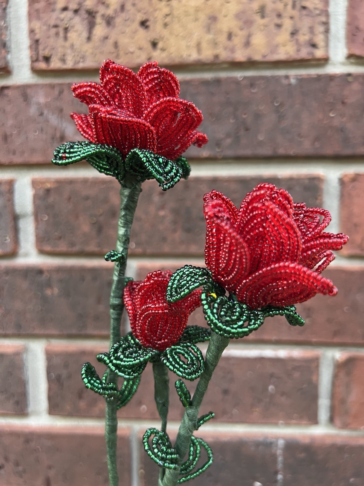 Artificial Beaded Rose Flower Stem, Multicolor Individual Floral Wall Decor