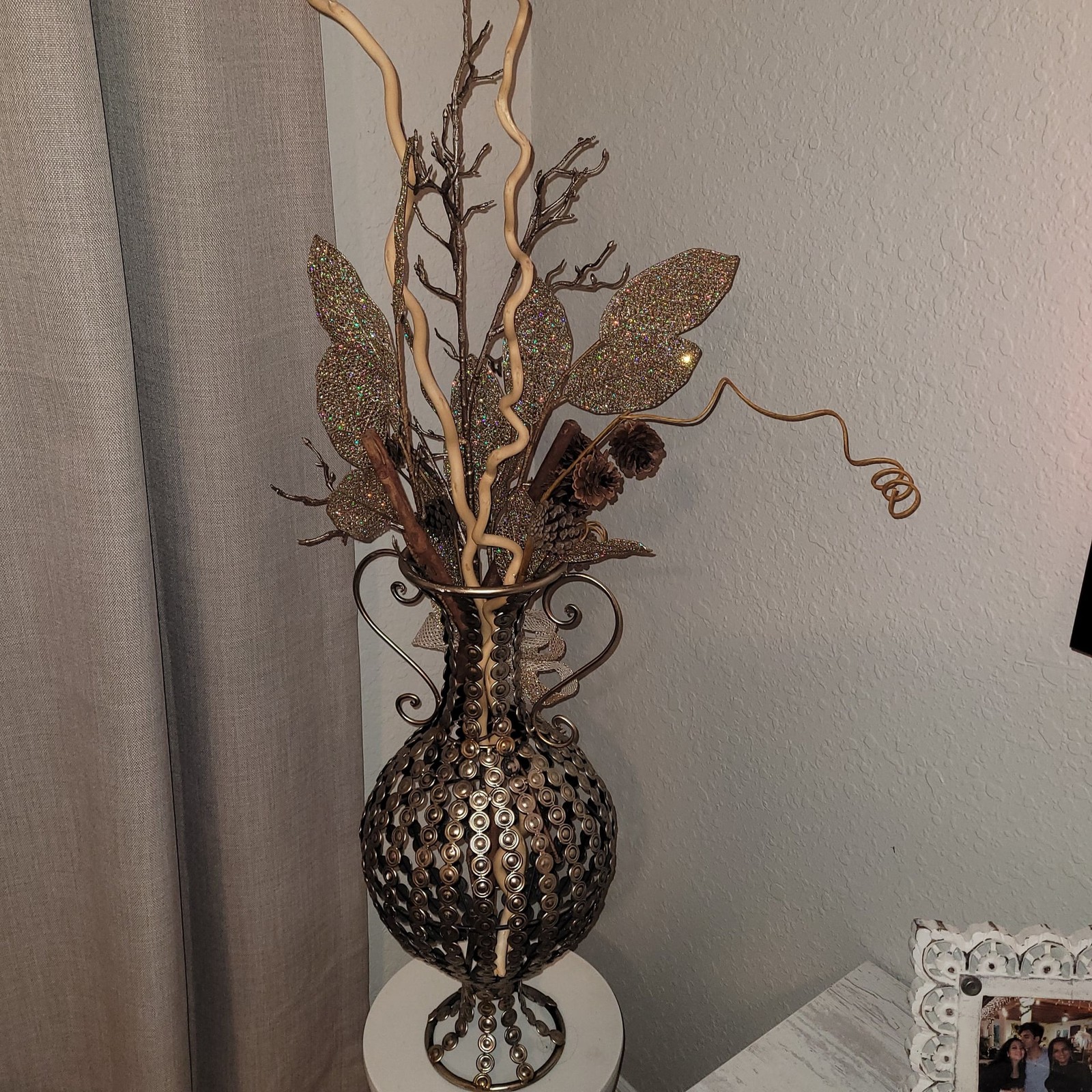 Lighted Floral Arrangement with Brown Willow Branches
