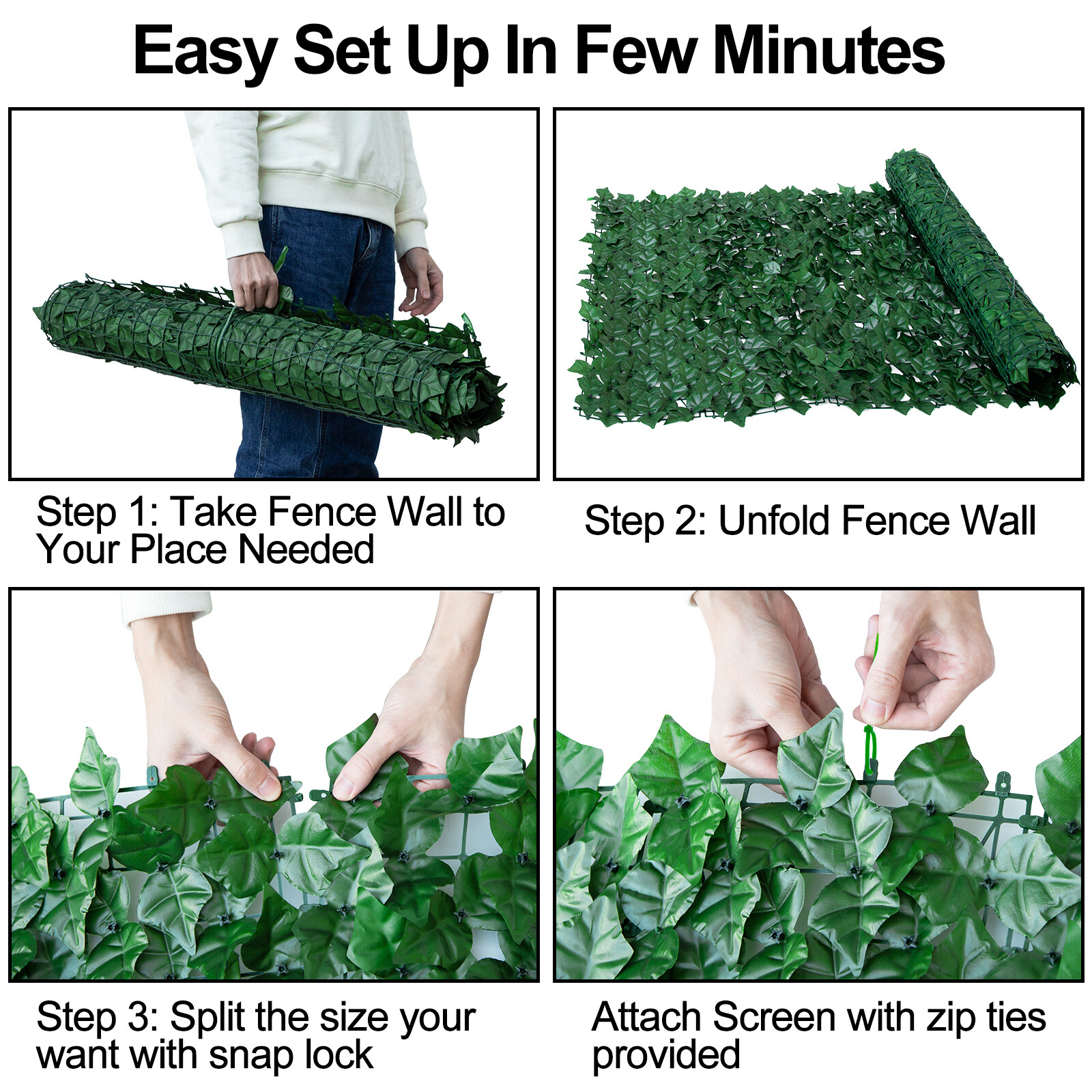 Artificial Hedge Ivy Leaf Wall Cover Outdoor Garden Fence Roll Privacy Screen