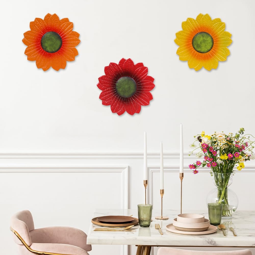 YEAHOME Sunflower Wall Decor – 9 inch 9*1.2*11in, 9″-3 Pack-Sunflower 503