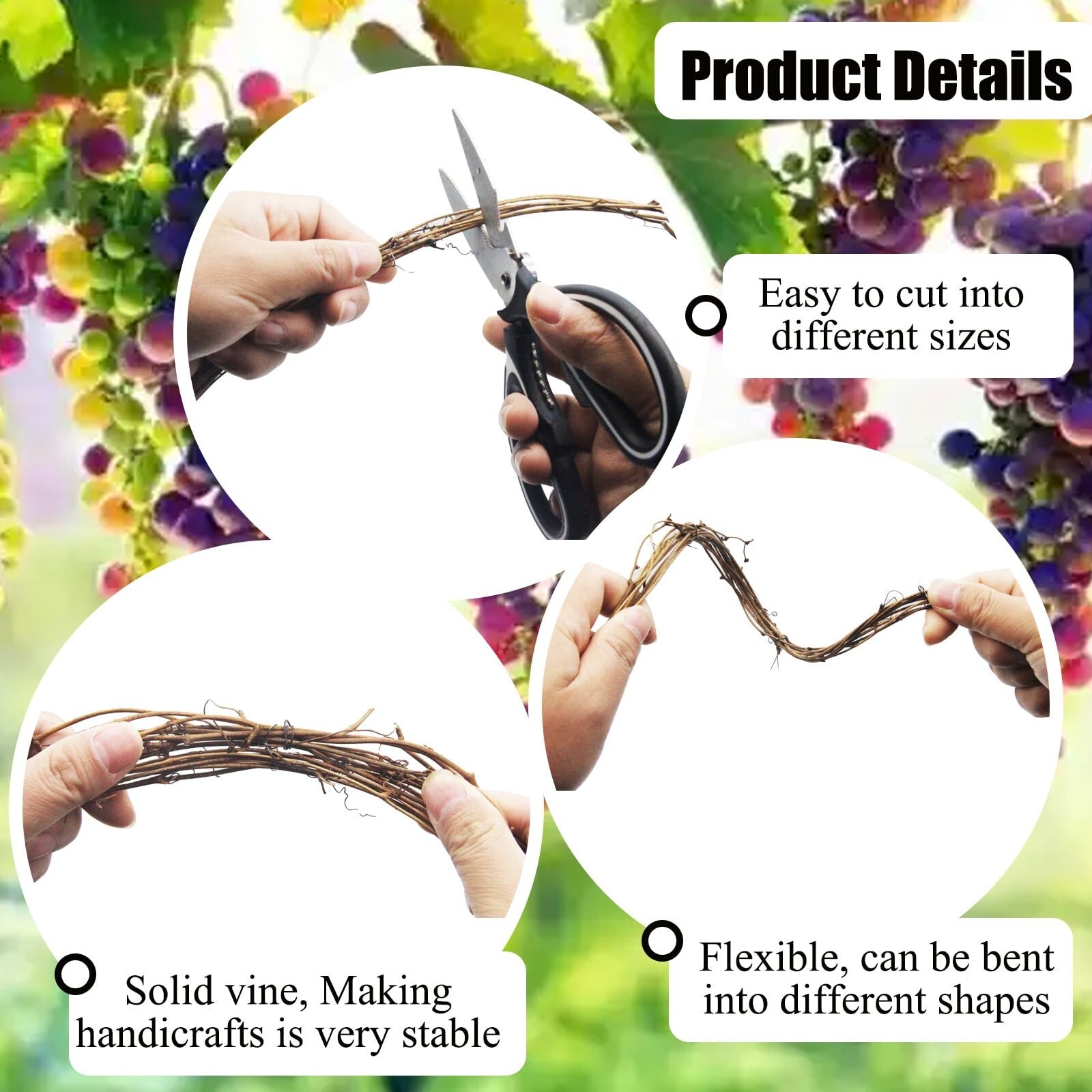 15 Feet Grapevine Garland DIY Crafts Natural Grapevine Twig Vines, 3 PCS Vine…