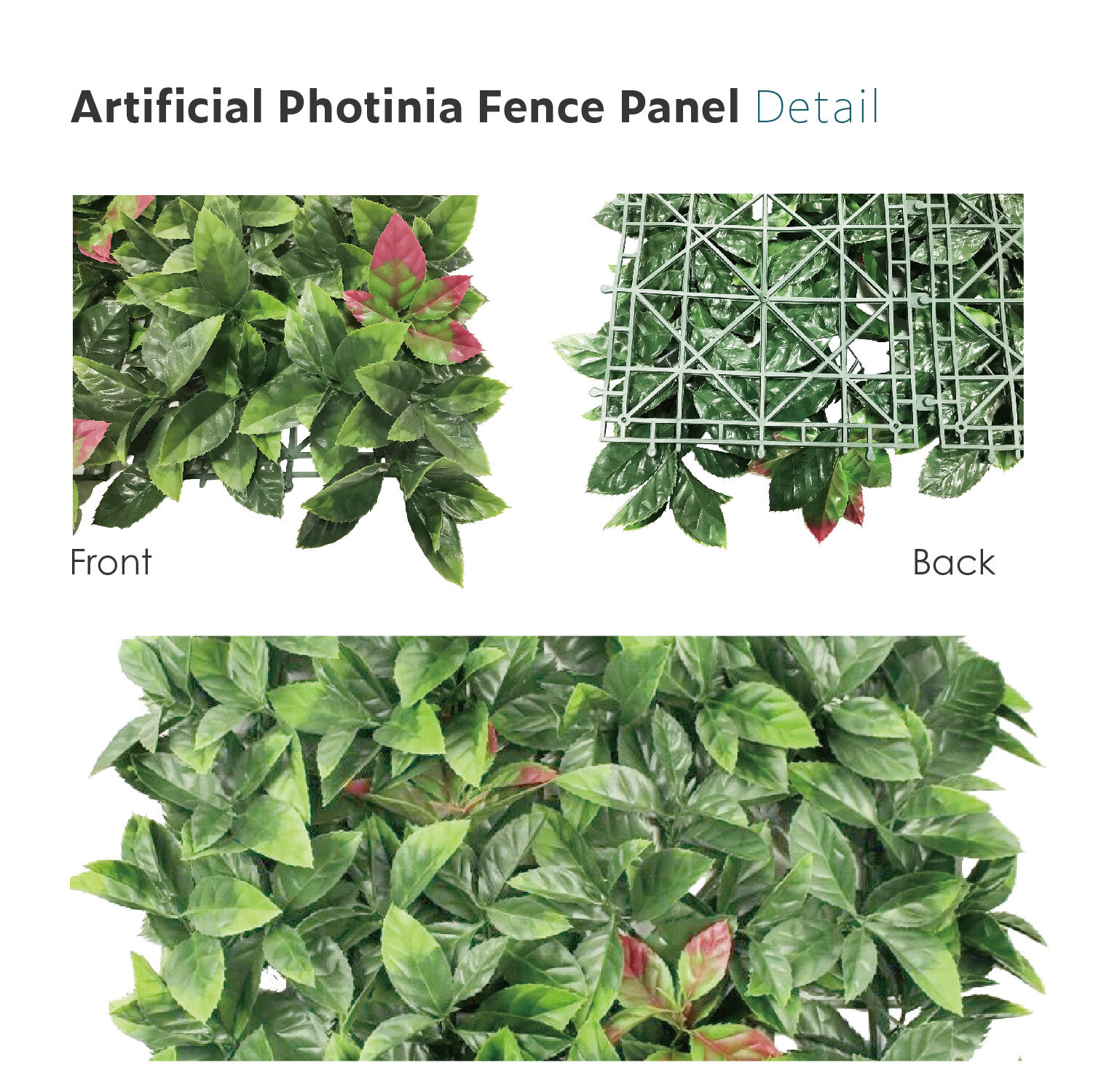 20in Artificial Faux Photinia Mat Wall Hedge Decor Privacy Fence Panel Grass