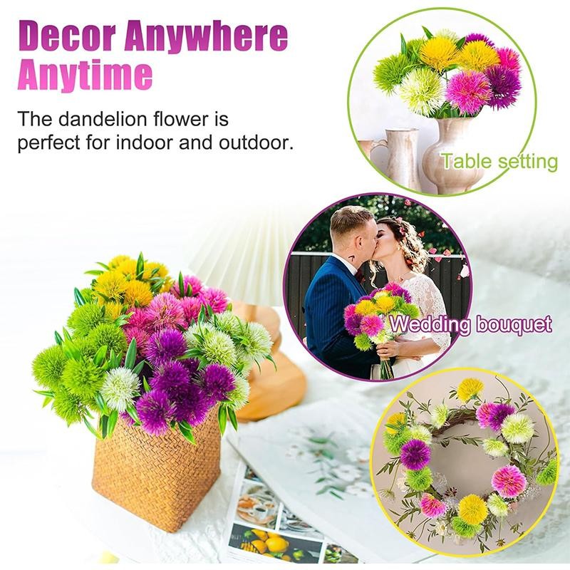 Artificial Dandelion Bouquet 3/5/10pc 26cm Fake Flowers for Home & Wedding Decor