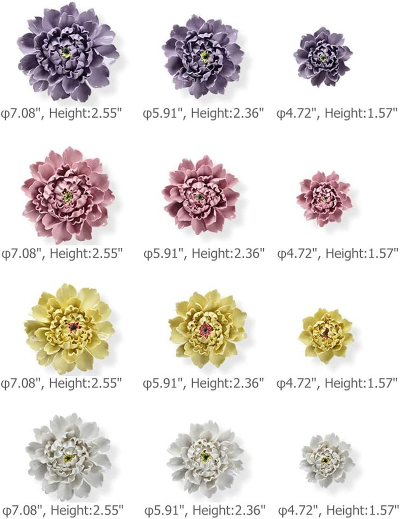 Peony Ceramic Flower Wall Décor Artificial 3D Flower Wall Art for Living Room Ho