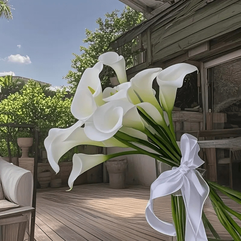 20Stems Artificial Calla Lily Bouquet Realistic White Fake Flowers Wedding Decor