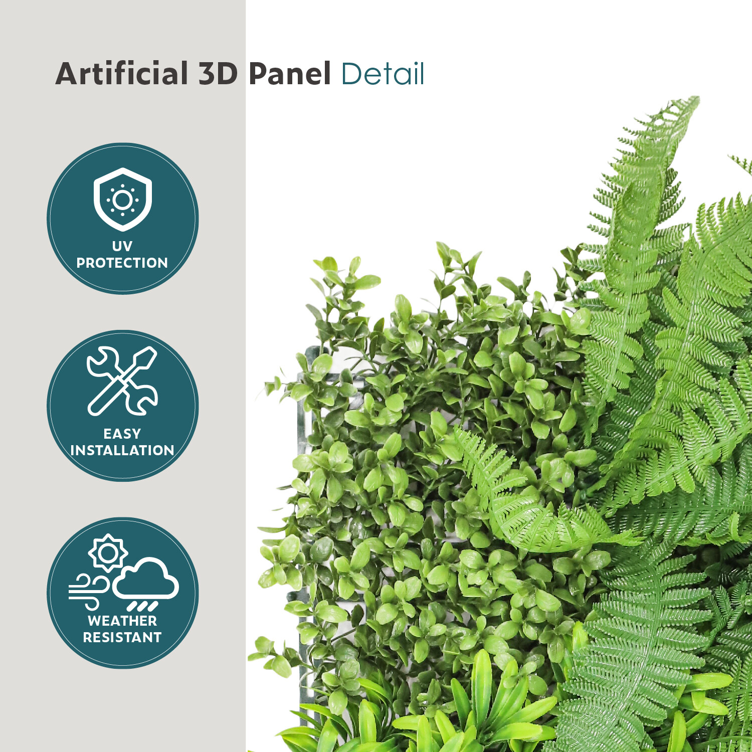 40″ Artificial Mix 3D Leaf Mat Wall Hedge Decor Privacy Fence Panel Grass # 09