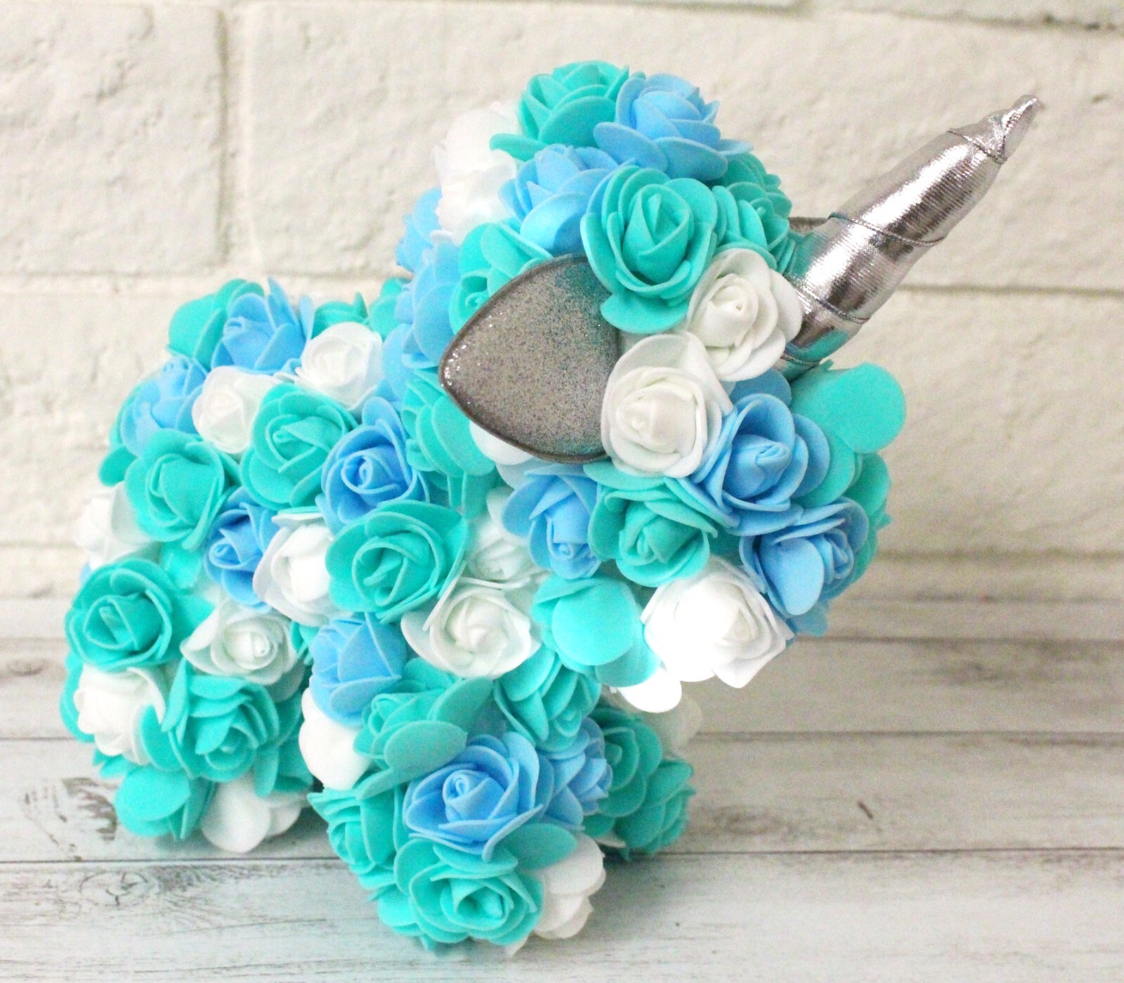 9in Foam Rose Unicorn Birthday Valentine Wedding Romantic Gift Teal Rainbow +Box