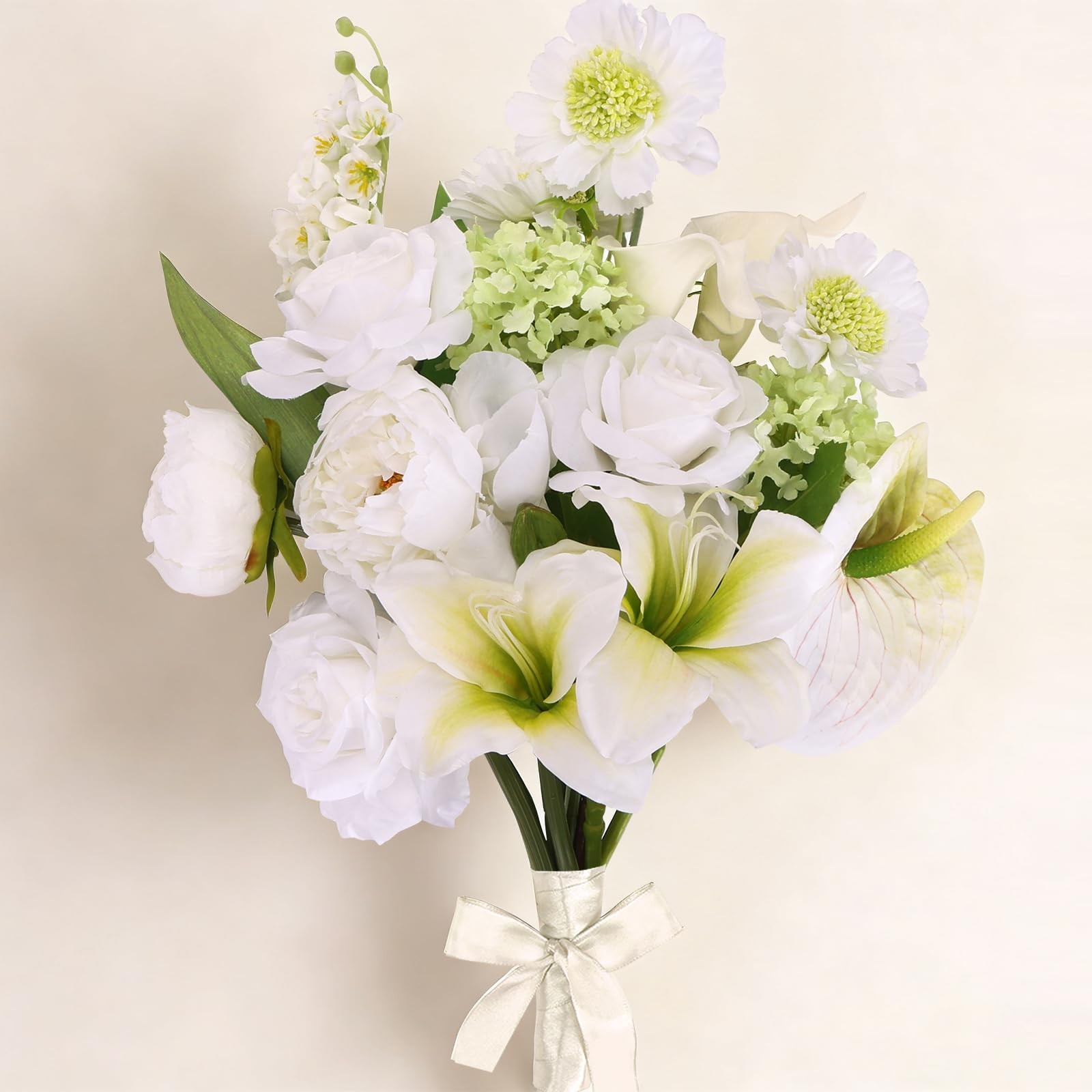 White Artificial Silk Fake Flowers For Vase Faux Wedding Bouquet Centerpieces