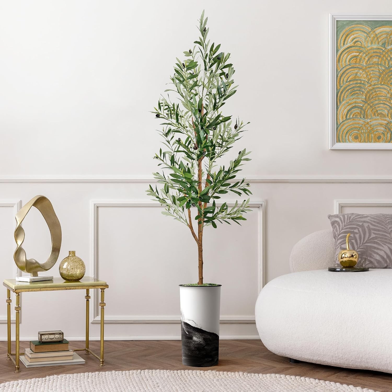Artificial Tree in Contemporary Planter Fake Bird of Paradise Silk Tree Indoor &