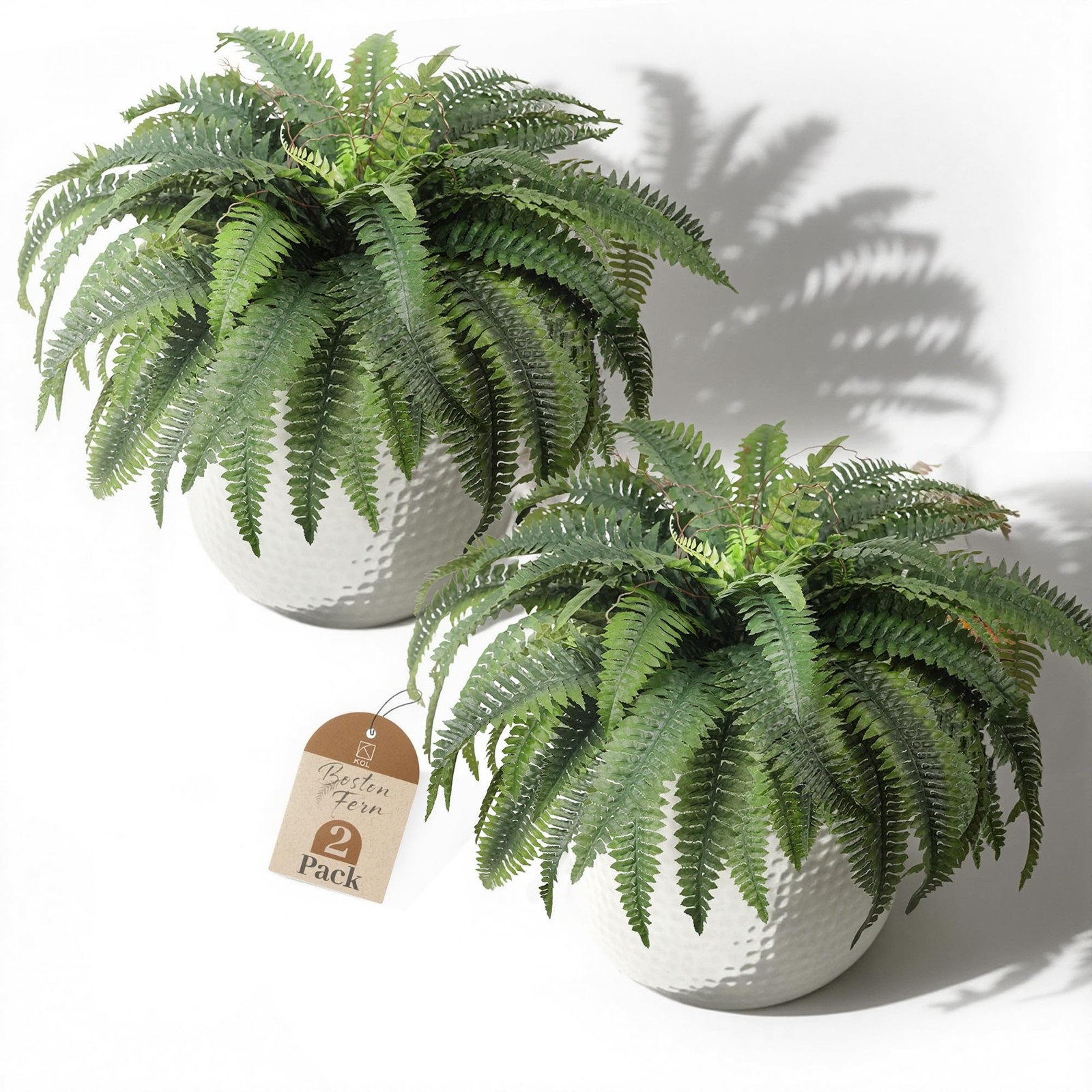 Artificial Boston Ferns, Fake Faux Fern Plants 45 Inch 2 Pack, Green Large Fe…