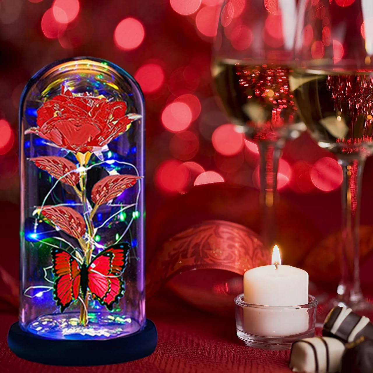 Mothers Day Flowers Gifts for Mom Wife Her Women,Light Up Rose Flower in A Gl…