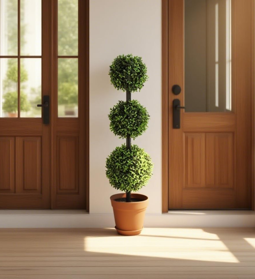 2.3FT Artificial Topiary Ball Tree Triple Ball Topiary Tree