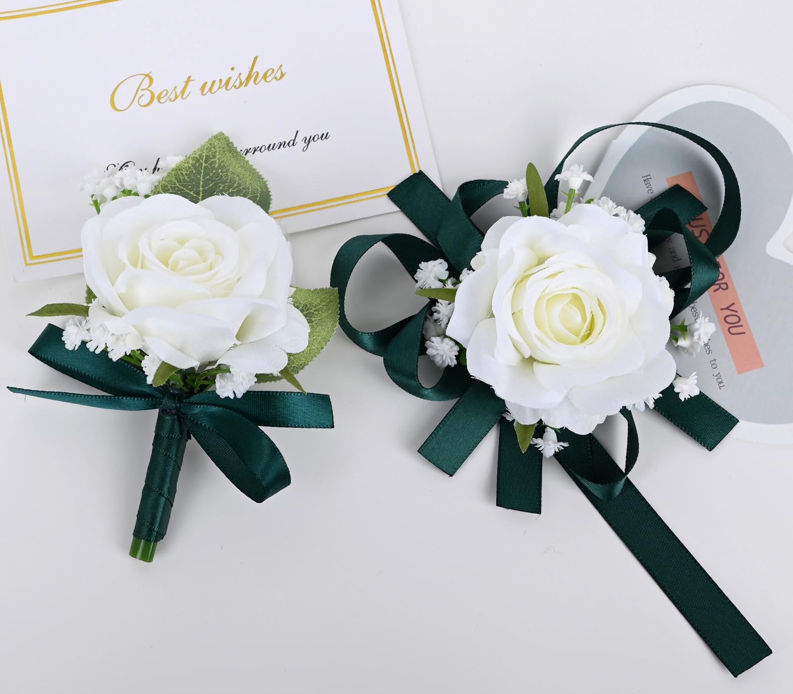 2 Pieces Homecoming Party Prom Artificial Wrist Corsage and Boutonniere Set, …