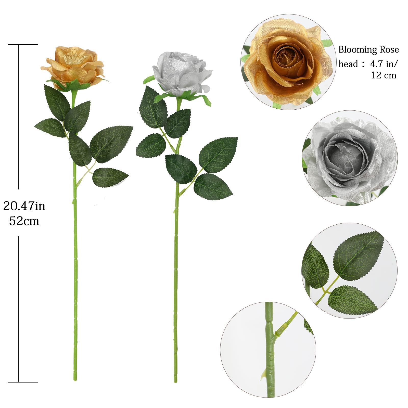 Roses Artificial Flowers – 12 pcs Realistic Long Stems Fake Roses Mashup Styl…