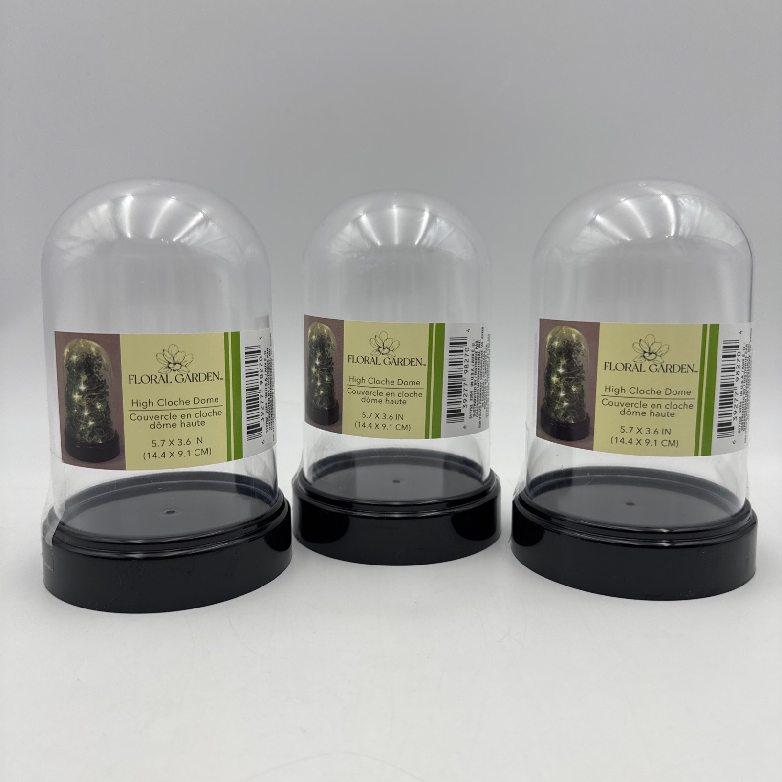 3 Lot Floral Garden High Cloche Dome Acrylic Display Case Home Decor 5.7×3.6