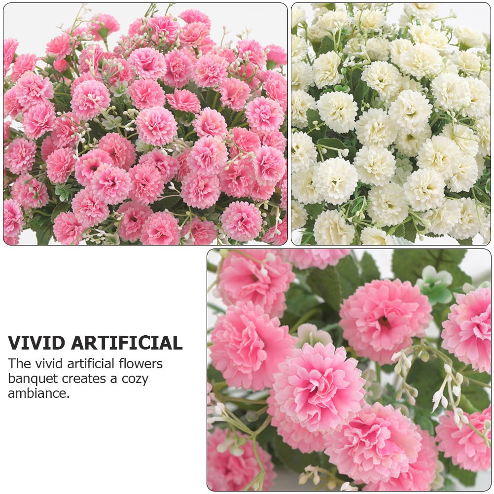 2Pcs Assorted Color Artificial Carnation Flower Decor Reusable Bouquet