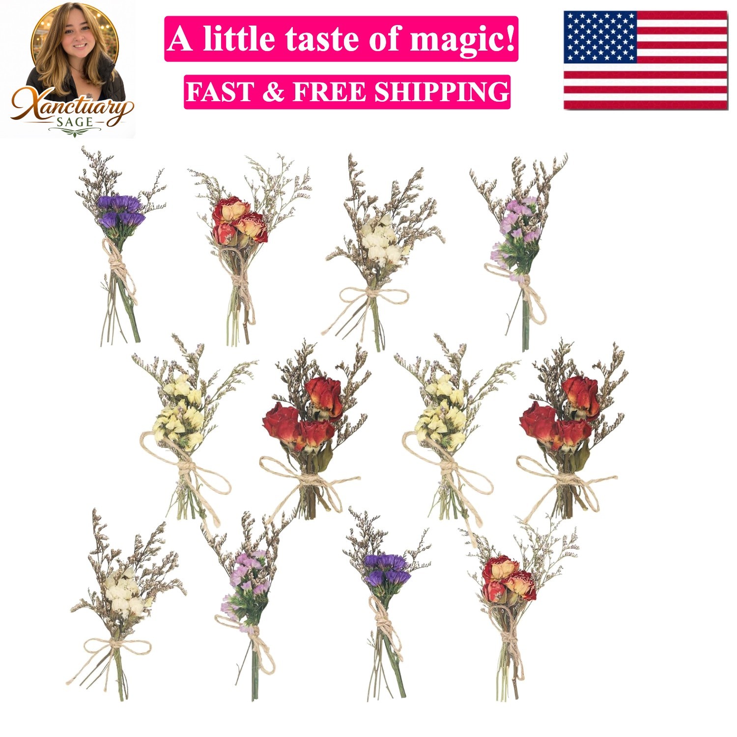 12 Pcs Mini Dried Flowers Bouquet Forget Me Not Lavender Rose Bouquets Natura…