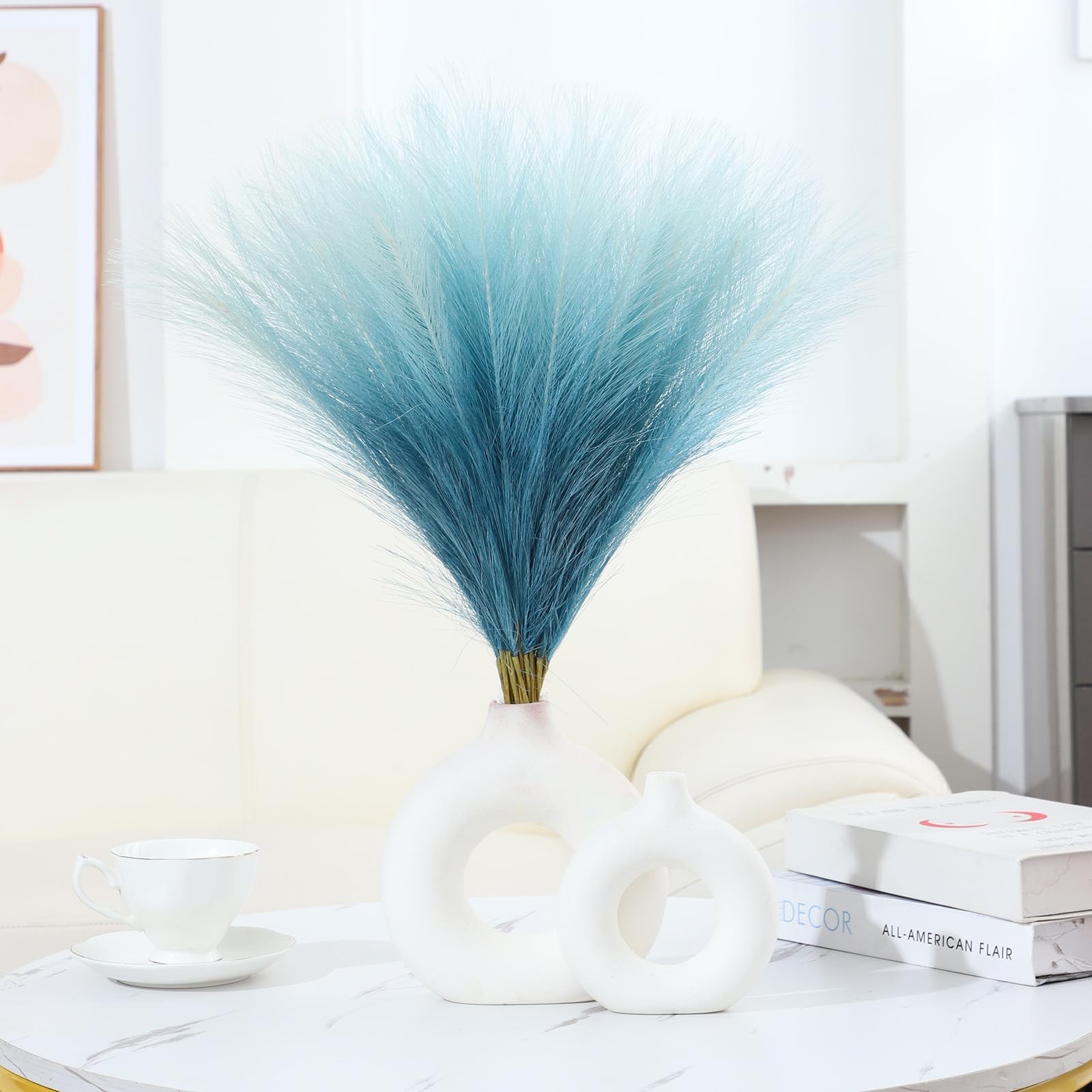 Faux Pampas Grass Decor 17.7 Inch 30pcs, Pompas Grass Flower Arrangement and …