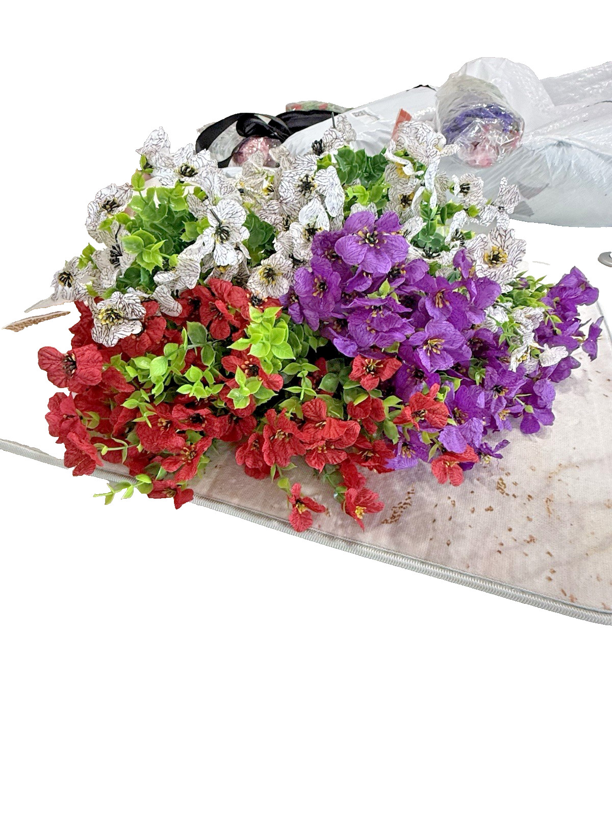 12 Bundles-Artificial Outdoors Flowers Realistic Mixed Colors UV Resistant