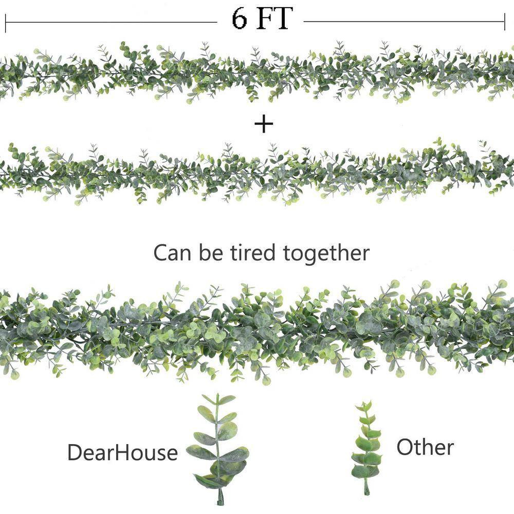 72 In. Green Artificial Vines Hanging Eucalyptus Leaves Garland for Wedding Back