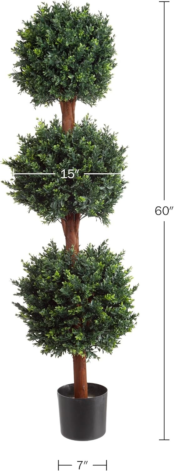Pure Garden Artificial Tree – 5FT Faux Hedyotis 5ft, Green and Reddish-brown