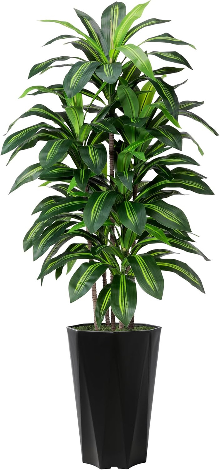 Artificial Dracaena Tree 5FT – Faux Plant with Black Diamond Planter – Tall Fake