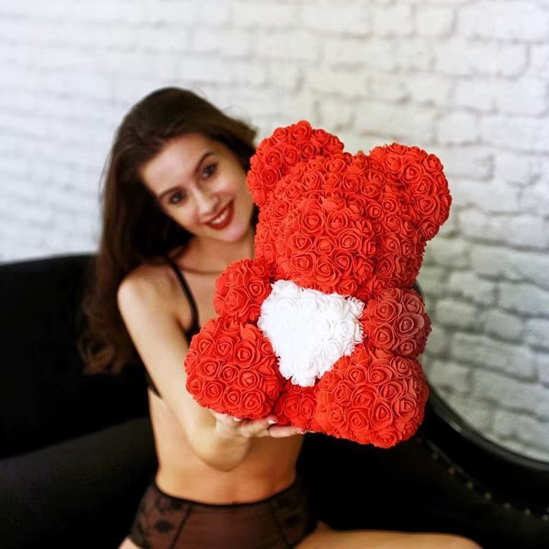 Red Rose Bear 40cm Artificial Rose Teddy Bear For Valentine’s Day Birthday