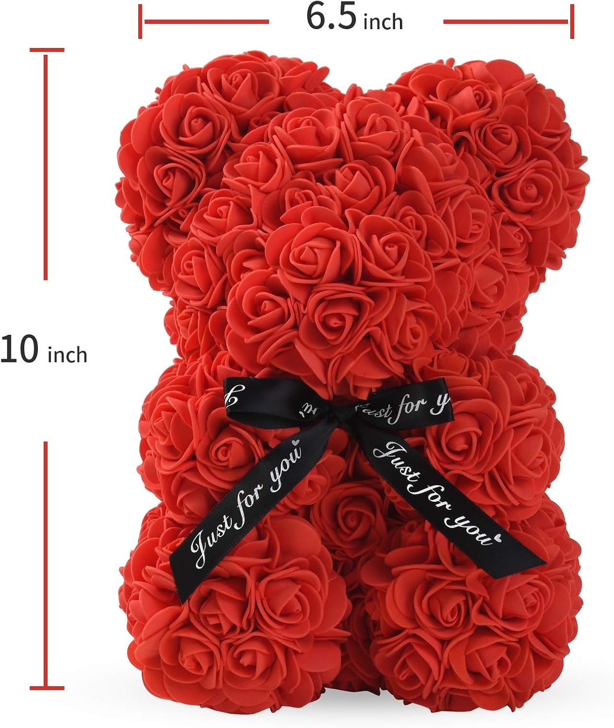 LINKLO Rose Bear Rose Teddy Bear -10 inch Artificial Rose Flower Bear, Gift f…
