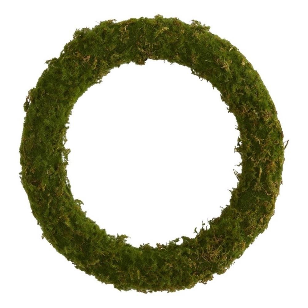 Nearly Natural 20″ Moss Artificial Wreath in Green
