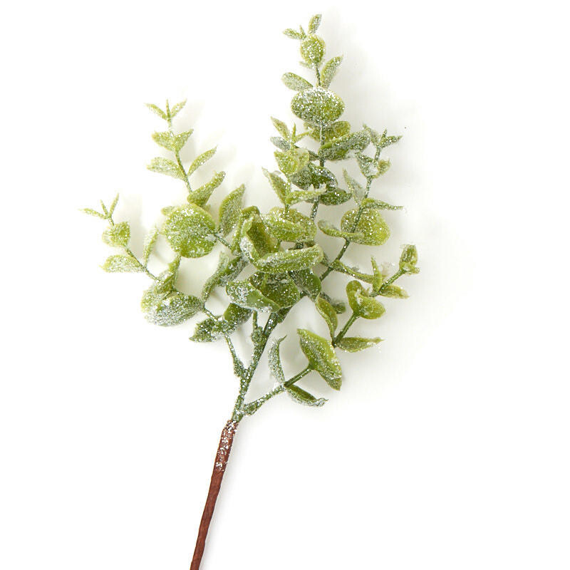 Set of 12 Frosted Glittery Artificial Eucalyptus 10″ Picks