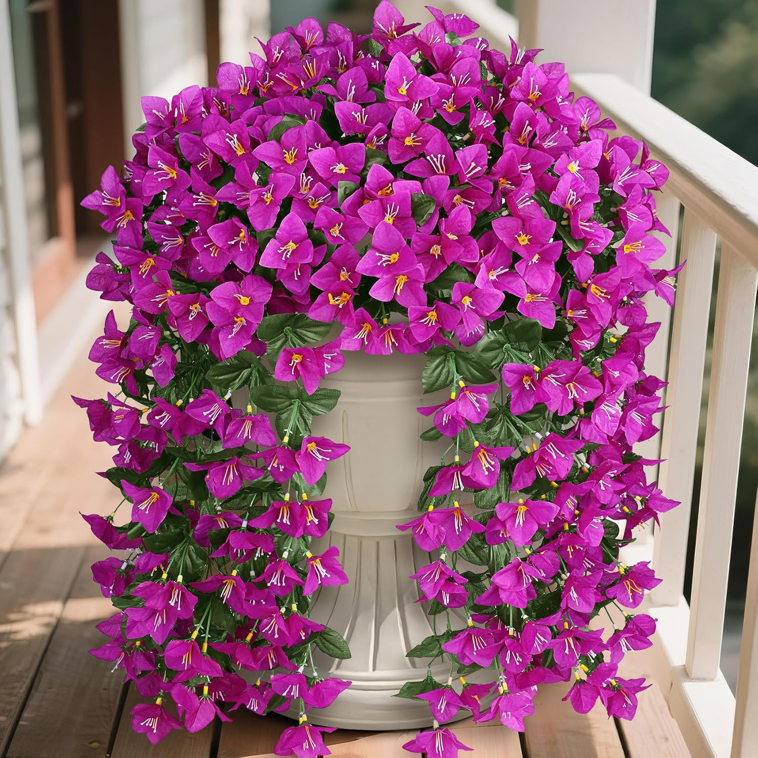 Artificial Bougainvillea Flowers Plants for Outdoors Decoration, 2 Pcs Fuchsia