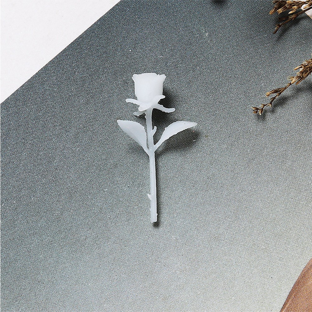 4PCS DIY Handmade 3D Rose Ornament Mini Rose Model Crystal Glue (White)