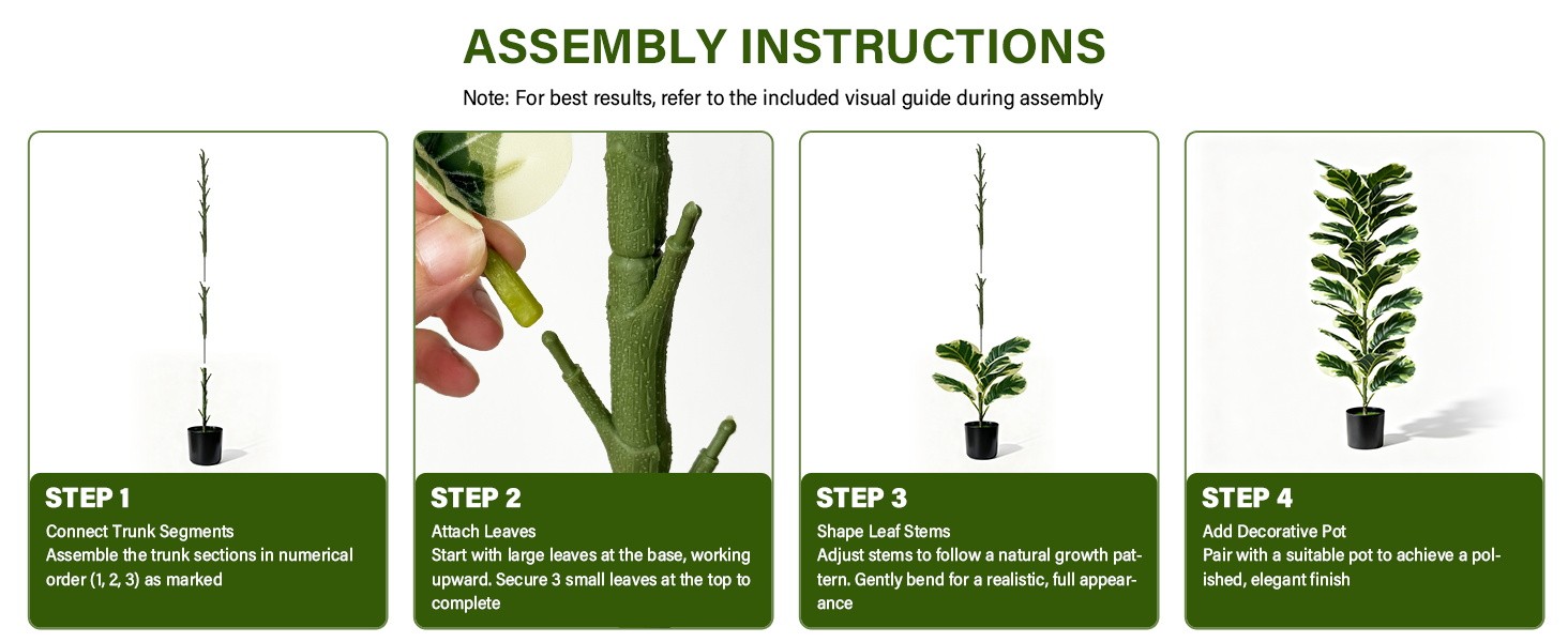 Set of 2 Fiddle Leaf Fig Tree 40” Fake Tree Plants Artificial Decor with Green