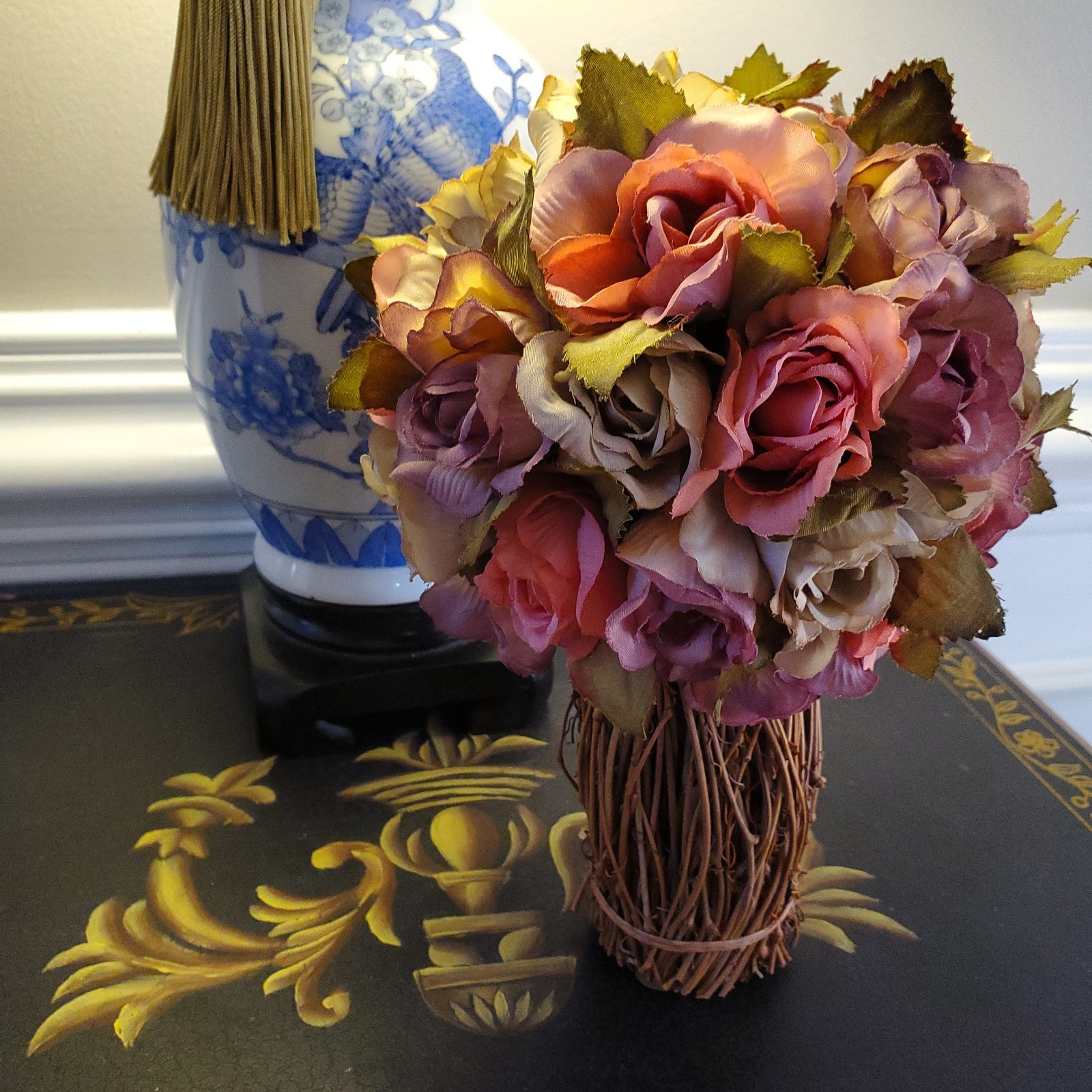 Rose Topiary Willow Base Table Tap Display Wedding Bouquet Vase Insert VINTAGE