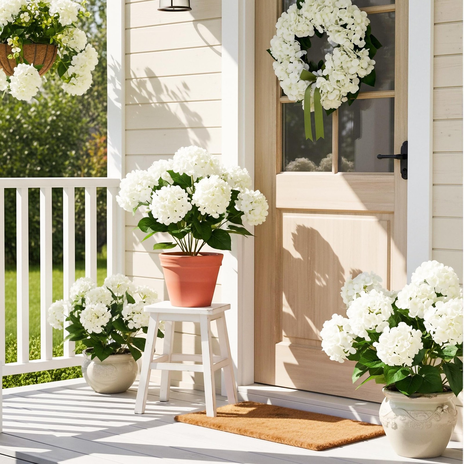 6 Bundles Hydrangea Artificial Flowers for Outdoors and Indoor, Bulk 30 Heads