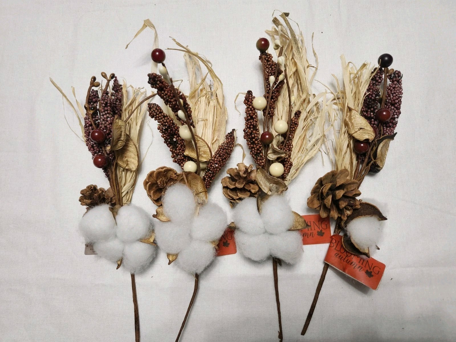 LOT Blooming Autumn Floral Picks Roping Leaves Fall Decor New