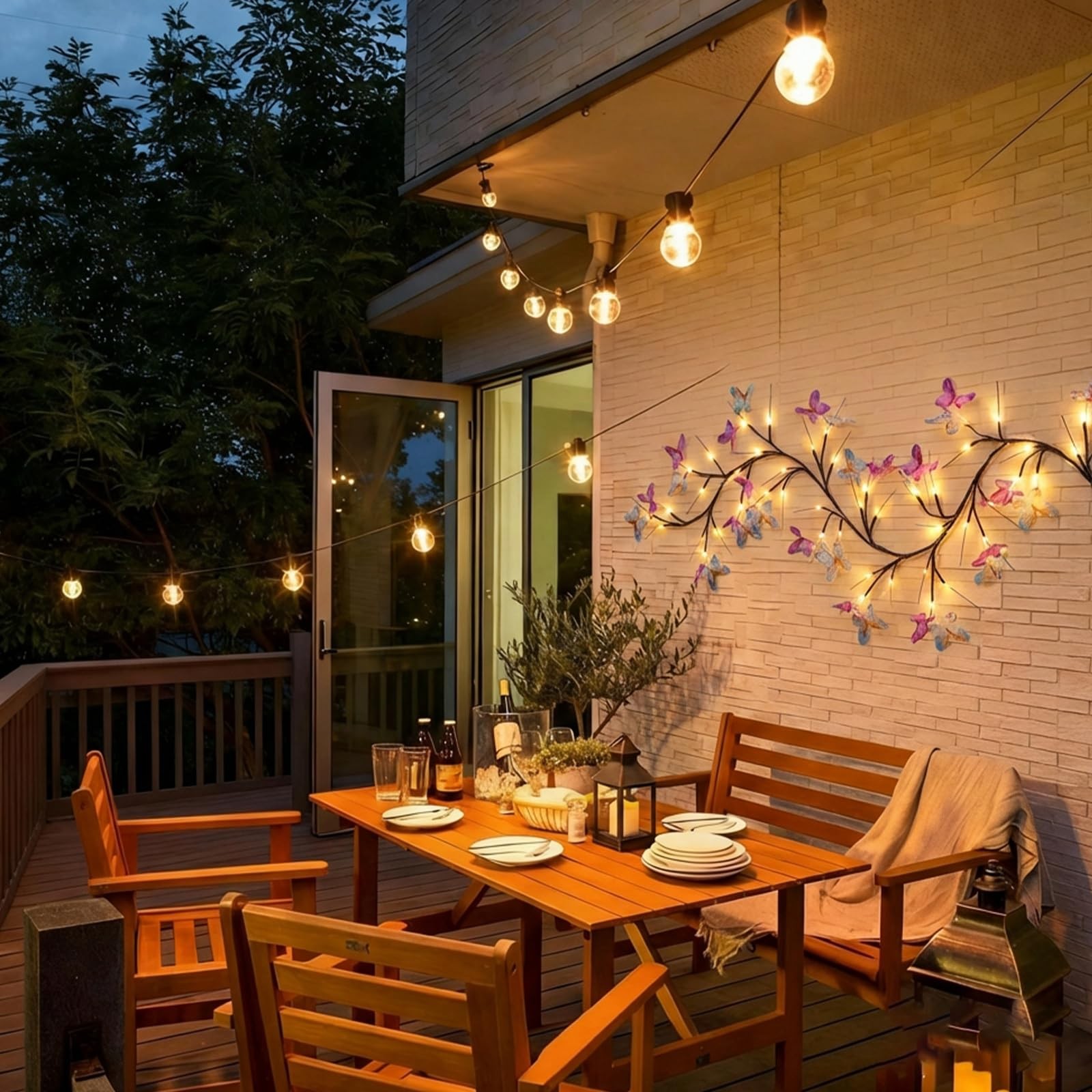 Willow Vine Wall Light 5.9ft Warm White LED with Butterfly