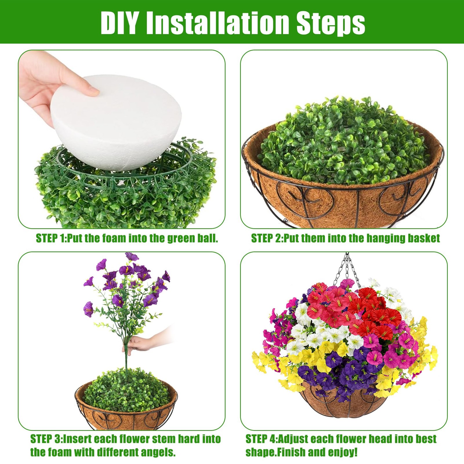 Artificial Flowers for Outdoors with Baskets Hanging Plant Faux Flowers UV Re…
